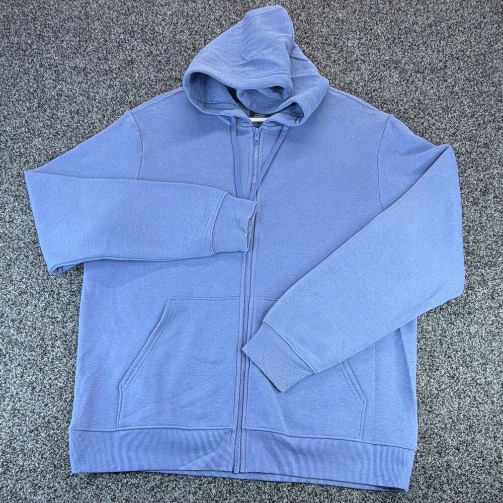 Athletic Works Men's Blue Full Zip Hooded Fleece Hoodie Pockets L